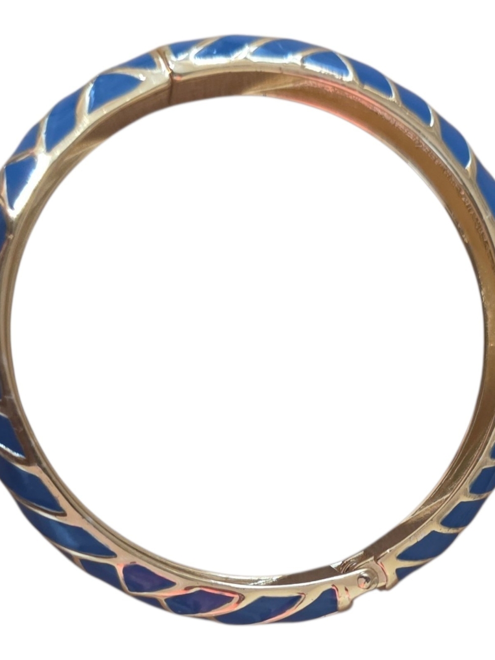 Blue Enamel Hinged Bangle Bracelet - Women Jewelry